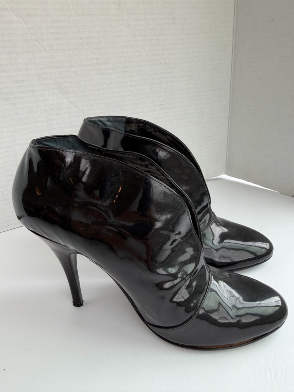 Beverly Feldman Black Patent Leather Ankle Booties-Size 6.5